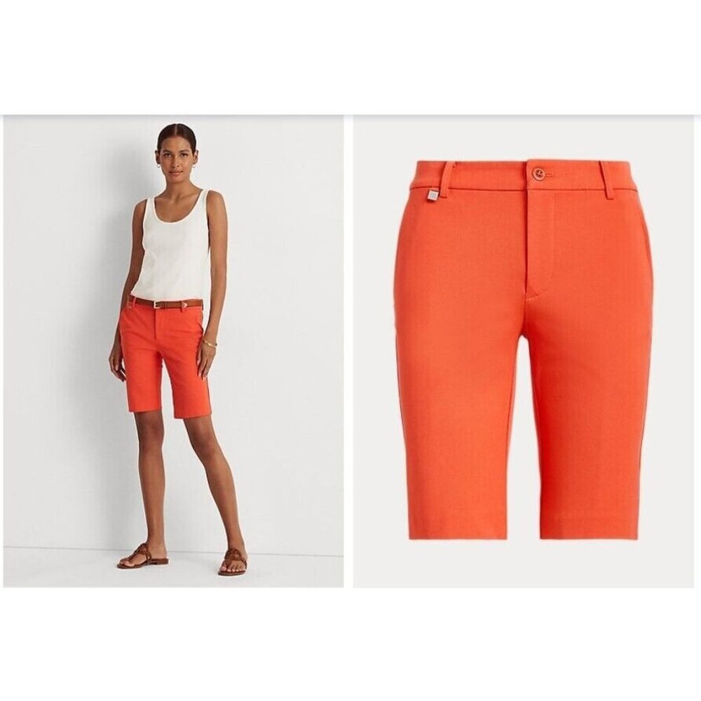Lauren Ralph Lauren Cotton Twill Bermuda Shorts Orange Size 8P MSRP $80